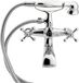 Merkloos Badkuip, Notalgie badarmatuur met kruishandgrepen en handdouche, vintage armatuur, kraan, tweehendelmenger, badkamer opbouwarmatuur, chroom