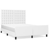 vidaXL Bedframe met hoofdbord, kunstleer, wit, 140x200 cm