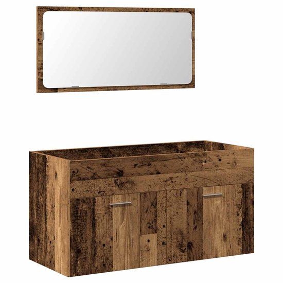VidaXL Badkamerkast met spiegel bewerkt hout oud houtkleurig