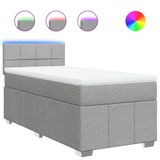 vidaXL Boxspringbed met matras, stof, lichtgrijs, 90x200 cm