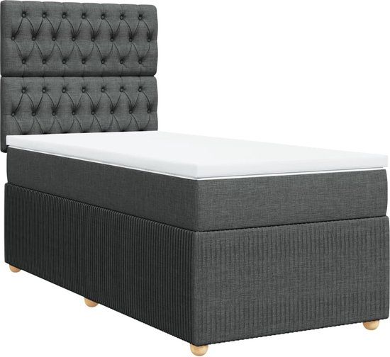 vidaXL Boxspring met matras stof donkergrijs 80x200 cm
