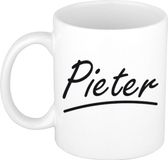 Bellatio Decorations Pieter Naam koffiemok - beker - met sierlijke letters - wit