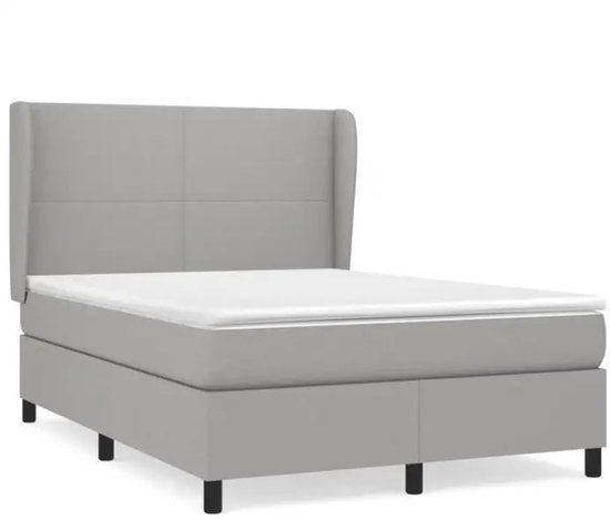 vidaXL Boxspring met matras stof lichtgrijs 140x190 cm