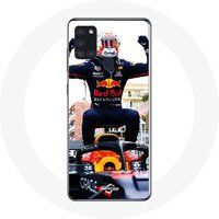 Maniacase Hoesje voor Samsung Galaxy A21S Formule 1 Max Verstappen F1 Driver Zwart Rood en Geel