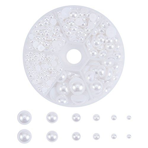 Pandahall Elite 690 stuks witte imitatieparels halfrond ABS acryl koepel knutselen cabochons gemengde grootte