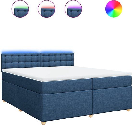 vidaXL Boxspring met matras stof blauw 200x200 cm