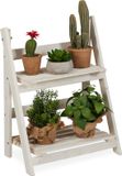 Merkloos Relaxdays Bloemenrek, voor binnen en balkon, klapbaar, shabby chic, 51x41x25 cm, 2 etages, wit
