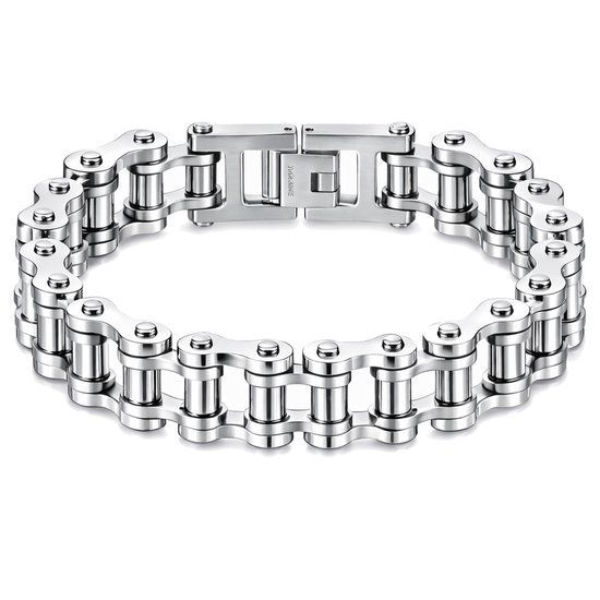 Mendes Jewelry Heren armband Edelstaal Biker Zilverkleurig
