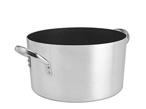 Pentole Agnelli ALSA104S32 professionele aluminium anti-aanhechting 3 Mm. Diepe Platina Saucepot met 2 handvatten, 13,21 liter, kleur-zilver