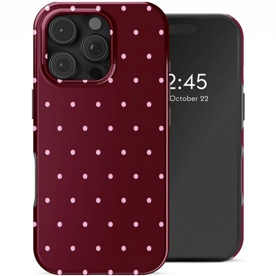 Selencia Hoesje - Geschikt voor Apple iPhone 16 Pro Max - Backcover - Happy Dots Burgundy
