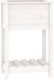 vidaXL Plantenbak met schap 54x34,5x81 cm massief grenenhout wit