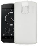 mumbi Echt leren hoesje compatibel met LG Google Nexus 4 hoes leren tas case portemonnee, wit