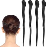Sans marque 4 pièces accessoires pour cheveux en bois coupés - élégants bâtons de chignon en forme de bambou et pinces pour femmes - Set de coiffure de 4 pièces - Accessoires pour cheveux faits à la main pour dames