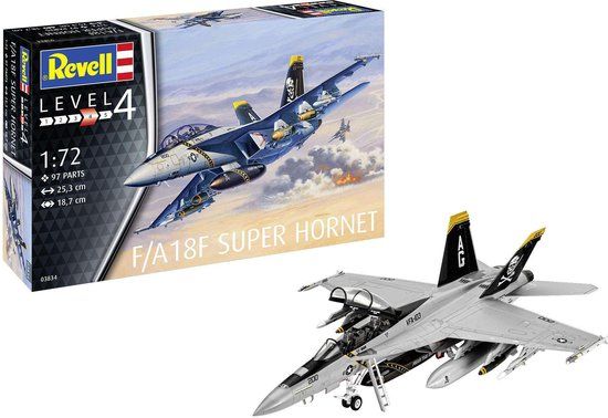 Revell 1:72 F/A-18F Super Hornet Plane Plastic Model Kit - 03834