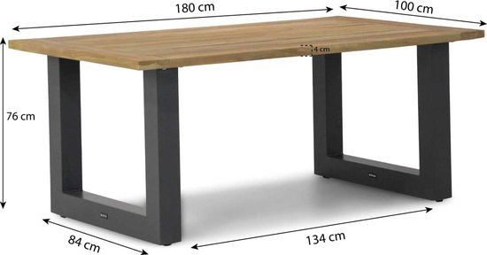 Lifestyle Talai dining tuintafel antraciet 180 x 100 cm