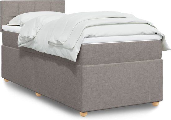 vidaXL Boxspring met matras stof taupe 100x200 cm