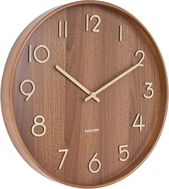 Karlsson Wandklok Pure - Donker lindehout - Ø40cm - Bruin - Hout - Rond