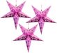 Merkloos / Sans marque Dragon Euro Trade Bv Decoratie kerstster - Set van 3x stuks - lampion - roze - 60 cm - vouwbare ster - kerstversiering