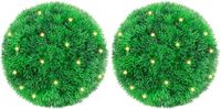 vidaXL Kunstbuxusballen met LED-verlichting - 2 stuks - 22 cm - Groen
