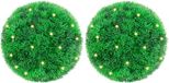 vidaXL Kunstbuxusballen met LED-verlichting - 2 stuks - 22 cm - Groen