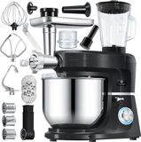 Kesser® 3 in 1 Keukenmachine Foodprocessor - Keukenmixer - Keukenrobotor K-KM 3000 met Kneder Multifunctionele Mixer 5,5 L Kom met 3 Menggereedschappen 1,5 L Sapcentrifuge Worstset Pasta & Koekjesvormen - Zwart