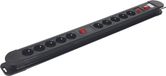 Perel Multiprise avec interrupteur, protection contre les surcharges, 10 prises avec terre (type E), câble 1.5 m, 3G1.5, convient pour une utilisation en intérieur, noir