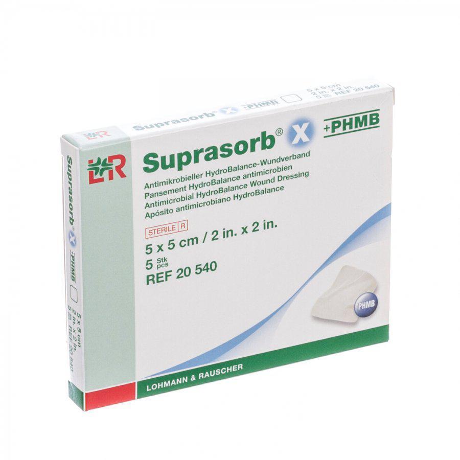 suprasorb X PHMB wondverband 5 cmx 5 cm 5 stuks