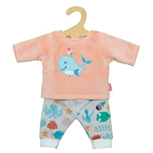 Heless 1285 1285 poppenkleding in design walvis bobby, 2-delige pyjama met shirt en stoffen broek voor poppen en knuffeldieren, meerkleurig, 28-35 cm