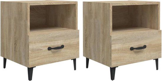 vidaXL Nachtkastjes - 2 stuks - Bewerkt Hout - Sonoma Eikenkleurig