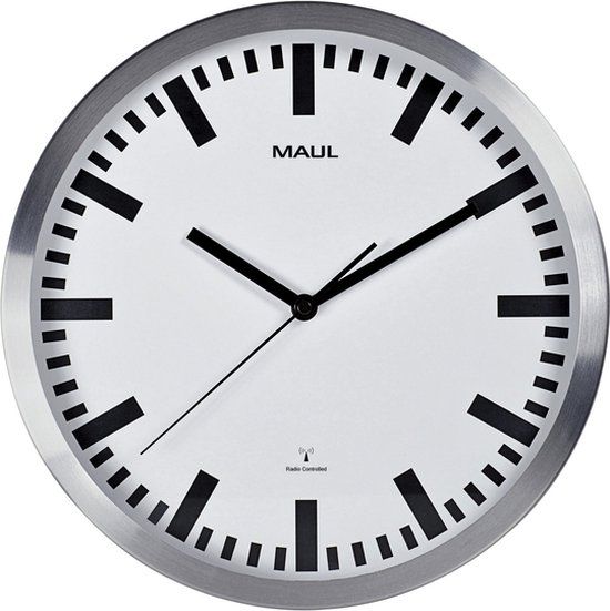 MAULpilot Wandklok - Ø 30cm - Zilver - Radiogestuurd