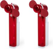 Merkloos Handventilator - Set van 2x stuks - rood - waaier met waterverstruiver - 16 cm - mini