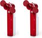 Merkloos Handventilator - Set van 2x stuks - rood - waaier met waterverstruiver - 16 cm - mini