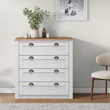 IDIMEX Commode BOLTON met 4 lades, grenenhout, wit/bruin
