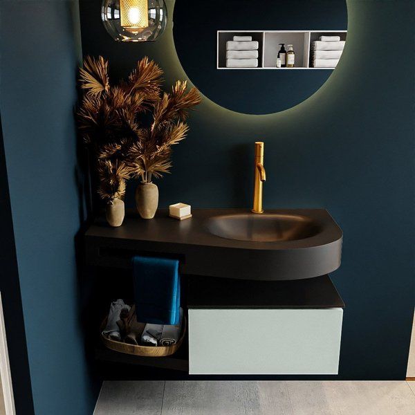 Mondiaz RIVA badmeubelset 100x50x30cm - Greey mat - 1 lade - Urban solid surface - RIVA10204