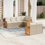 Maison Exclusive - Ensemble de meubles de jardin 7 pièces avec canapé et coussins, beige, en polyrotin