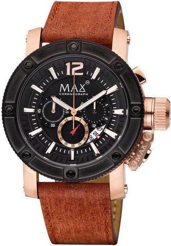 Max Chronograph 5 MAX663 Herenhorloge - Ø 47 mm - Zwart/Rosé - Leer