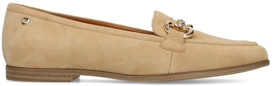 No Stress Dames Beige Suède Loafers met Gouden Chain - Maat 37