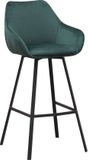 Happiq Tabouret de bar - Velours Vert foncé - Avec dossier et accoudoir - Repose-pieds - 1 pièce