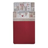 PENSIERI DELICATI Beddengoedset voor Frans bed, 100% katoen, 120 x 200 cm, inclusief hoeslaken, dekbedovertrek en 1 kussensloop, vervaardigd in Italië, patroon shabby in Love