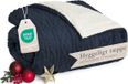 Blumtal Fleece Deken - Kabelgebreide look - 220x240 cm - Oeko-TEX gecertificeerd - Microvezel Fleece Deken - Zachte Sherpa Binnenkant - Donkerblauw en Ivoor