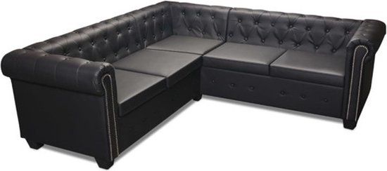 vidaXL Hoekbank 5-zits Chesterfield-stijl kunstleer zwart