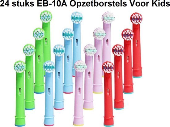 Vardaan EB-10A Opzetborstels Voor Kids - Oral B Kids - Opzetborstel Oral B Precision Clean - 24 stuks Opzetkopjes - Zacht - Voor Elektrische Tandenborstels - Opzetborstel Voor Melktanden - Junior Mondverzorging - Kindertandverzorging - 24 x