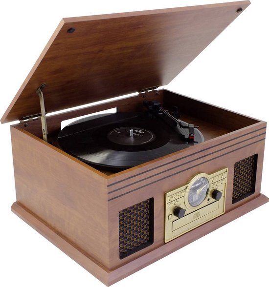 Kärcher NO-036 Nostalgisch muziekcentrum van hout - compact systeem met platenspeler, cd-speler, Bluetooth, cassettedeck, USB en radio