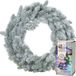 Merkloos Kerstkrans - groen met sneeuw - D36 cm - incl. verlichting gekleurd