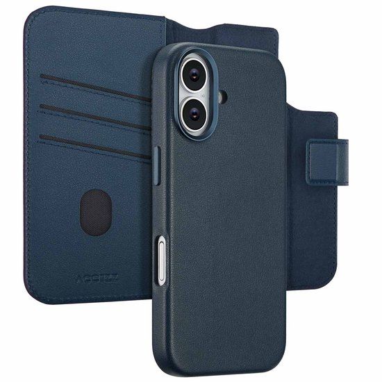 Accezz Leather Bookcase 2-in-1 met MagSafe voor de Apple iPhone 17 - Nightfall Blue
