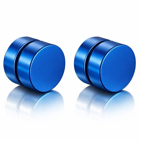 LGT JWLS Lookinggoodtoday Magnetische Stud Oorbellen Blauw 8mm
