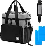 Brisby 4 Laags Sac isotherme isolé - Sac à lunch 15 litres - Noir Gris