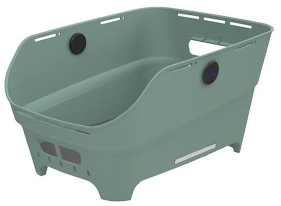 Basil Cento Neo WSL fietsmand achter, zilvergroen- gerecycled kunststof - 21L - geïntegreerde anti-slipmat - reflectiedetails