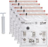 5five Vacuumzakken set voor kleding/textiel - Vacuum opbergzakken/compressiezakken - 5x - transparant - 50 x 60 cm - met vacuumpomp