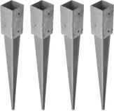 Merkloos Paalhouder met punt - Staal verzinkt - 8 stuks - 7 x 7 x 75 cm